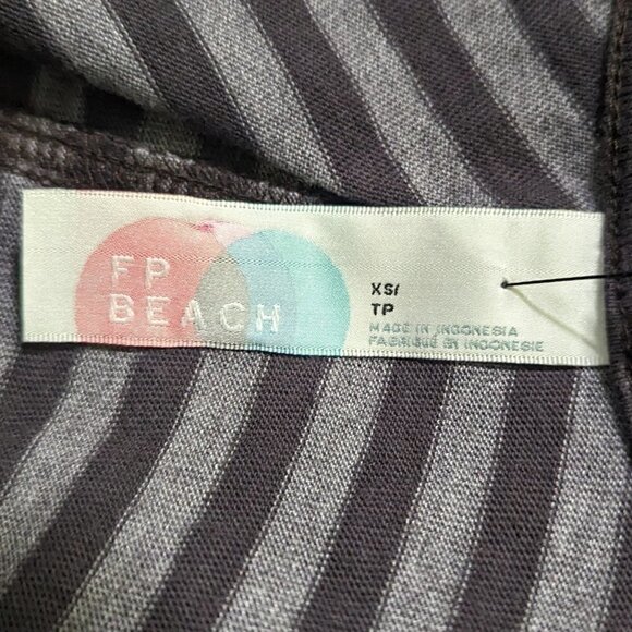 FP Beach Dress Gray Contrasting Stripe XS Long Sleeve - Picture 5 of 6